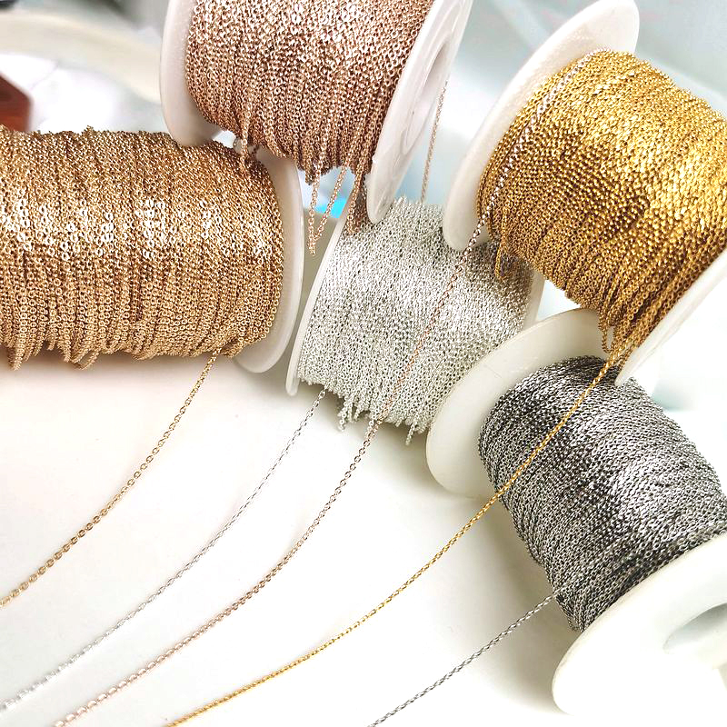 2meters 0.8-1mm Super Fine Chains for Necklace Bracelet Making DIY Gold Chains O Shape Cross Chain Earrings Components Wholesale