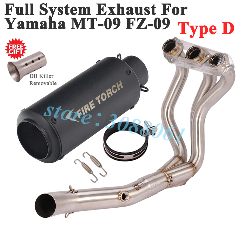 Full System Motorcycle Exhaust GP Escape Silencer For Yamaha MT-09 MT09 FZ-09 Slip On Front Link Pipe Racing Muffler DB Killer