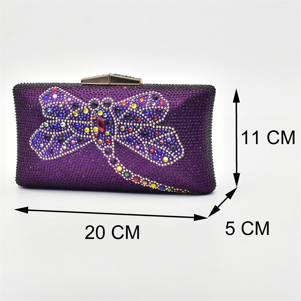 Purple Color African Matching Shoes and Bags Italian In Women Italian Shoes and Bags To Match Shoes with Bag Set with Rhinestone