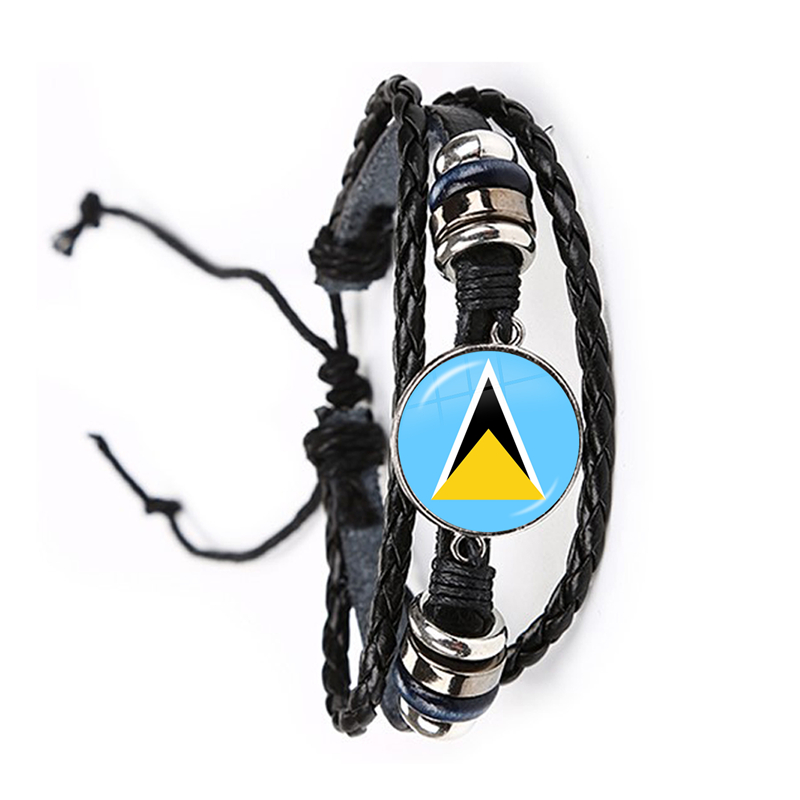 The Commonwealth of Dominica,Saint Lucia,Saint Vincent and the Grenadines,Barbados,Grenada,Ecuador National Flag Glass Bracelet