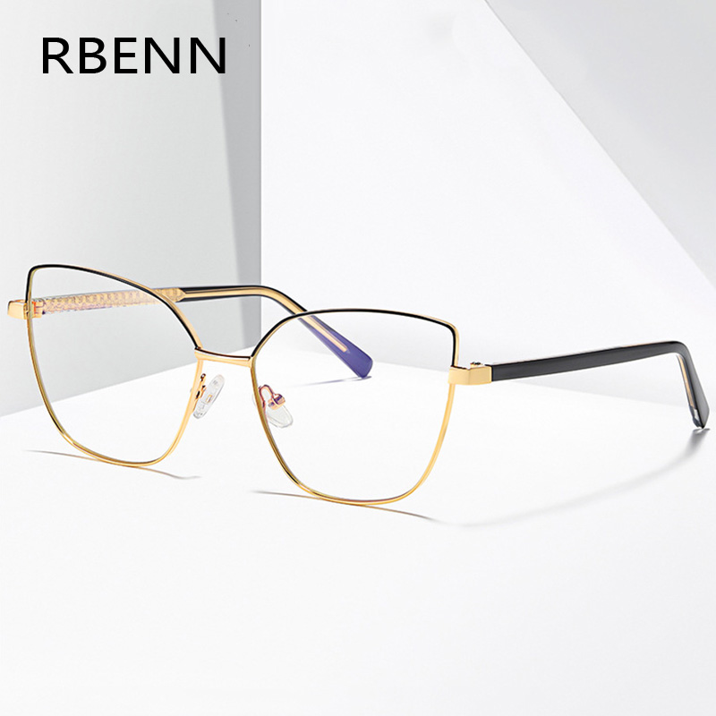 RBENN BRAND DESIGNER 2020 New Anti Blue Light Computer Reading Glasses Women Big Frame Cat Eye Presbyopia Eyeglasses +0.75 1.75