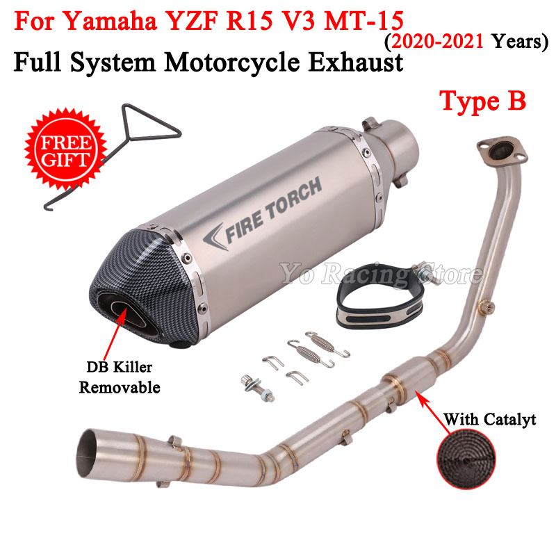 For Yamaha YZF R15 R125 V3 V4 MT15 MT-15 MT125 2020 - 2021 Motorcycle Exhaust Escape System Muffler Front Link Pipe DB Killer