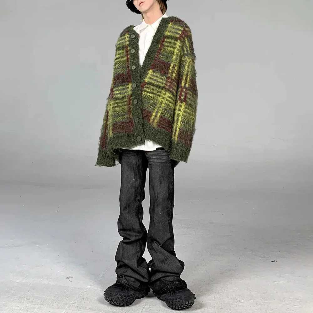 Men's Sweaters Mens Y2k contrasting color cardigan casual knit sweater autumn genderless fashion youth personality loose jacket unisex Y24062289W