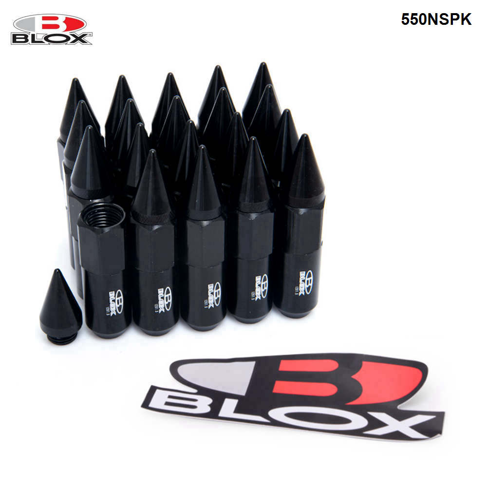 Blox 20Pcs 12X1.5 Or 12X1.25 Spiked Aluminium 60MM Extended Tuner Wheels Rims Lug Nuts Racing Jdm AF-550NSPK