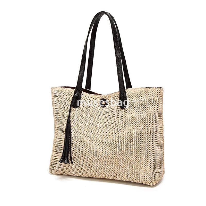 Designer women's fashion niche design vacation style practical multifunctional grass woven tote bag summer large capacity casual woven handbag