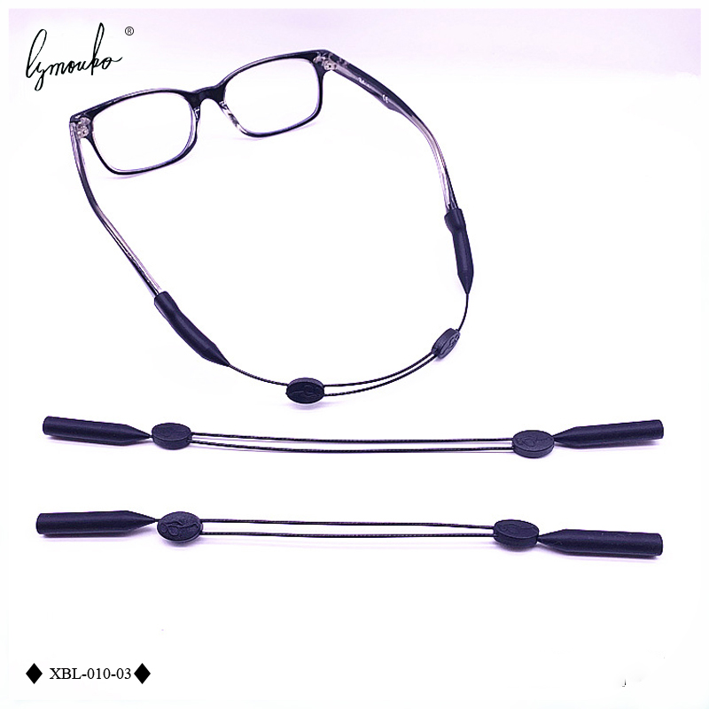Black Silicone Adjustable Eyeglasses Cord Sport Fixed Protect String Non-slip Elastic Holder Sunglasses for Lanyard Neck Strap