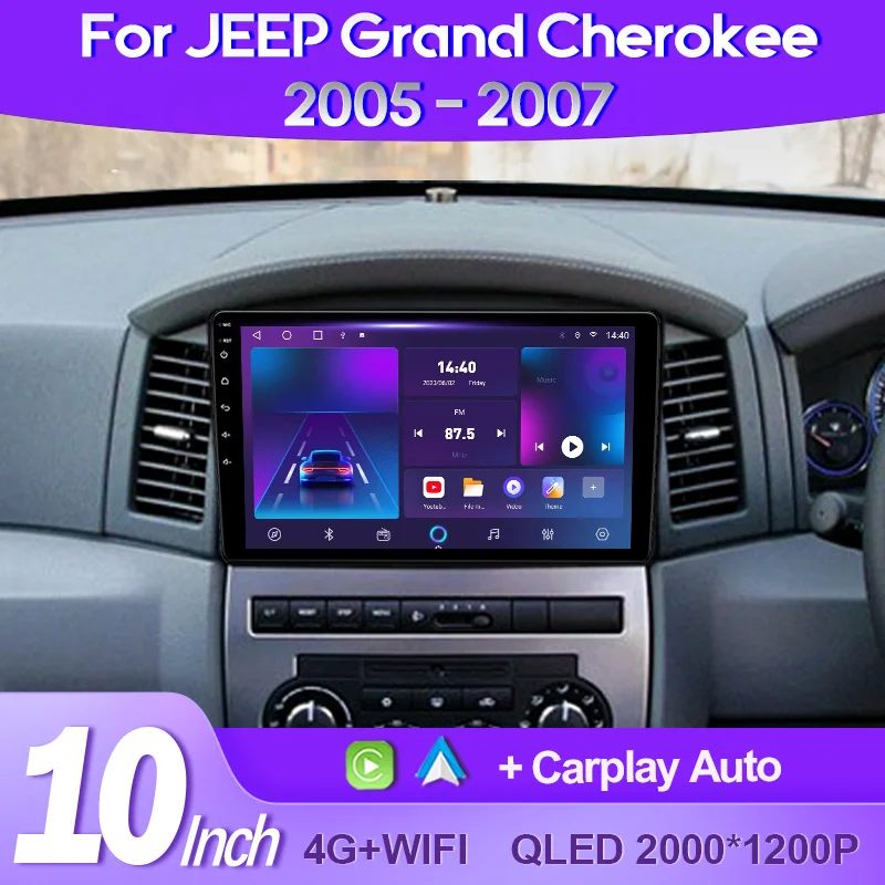 QSZN 2K QLED For Jeep Grand Cherokee 2005 - 2007 Android 13 Car Radio Multimedia Video Player GPS AI Voice CarPlay 4G Stereo DSP