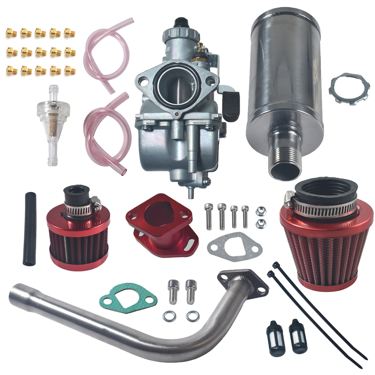VM22 Carburetor With Intake Manifold Exhaust Pipe Muffler Kit For Predator 212cc GX160 GX200 6.5hp Go Kart 196cc CT200U KT196