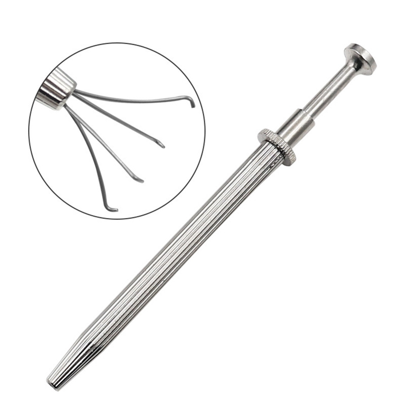 Piercing Ball Grabber Tool Pick Up Tool with 4 Prongs Holder Diamond Claw Tweezers for Small Parts Pickup IC Chips Gems