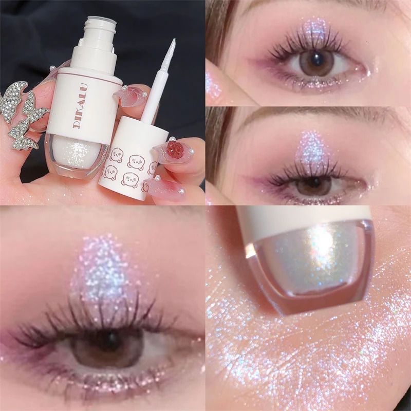 DIKALU Bear Bowling Ball A Teardrop Liquid Eyeshadow Eye Makeup Lying Silkworm Pearl Super Sparkle Glitter Fine Glitter Powder 240624