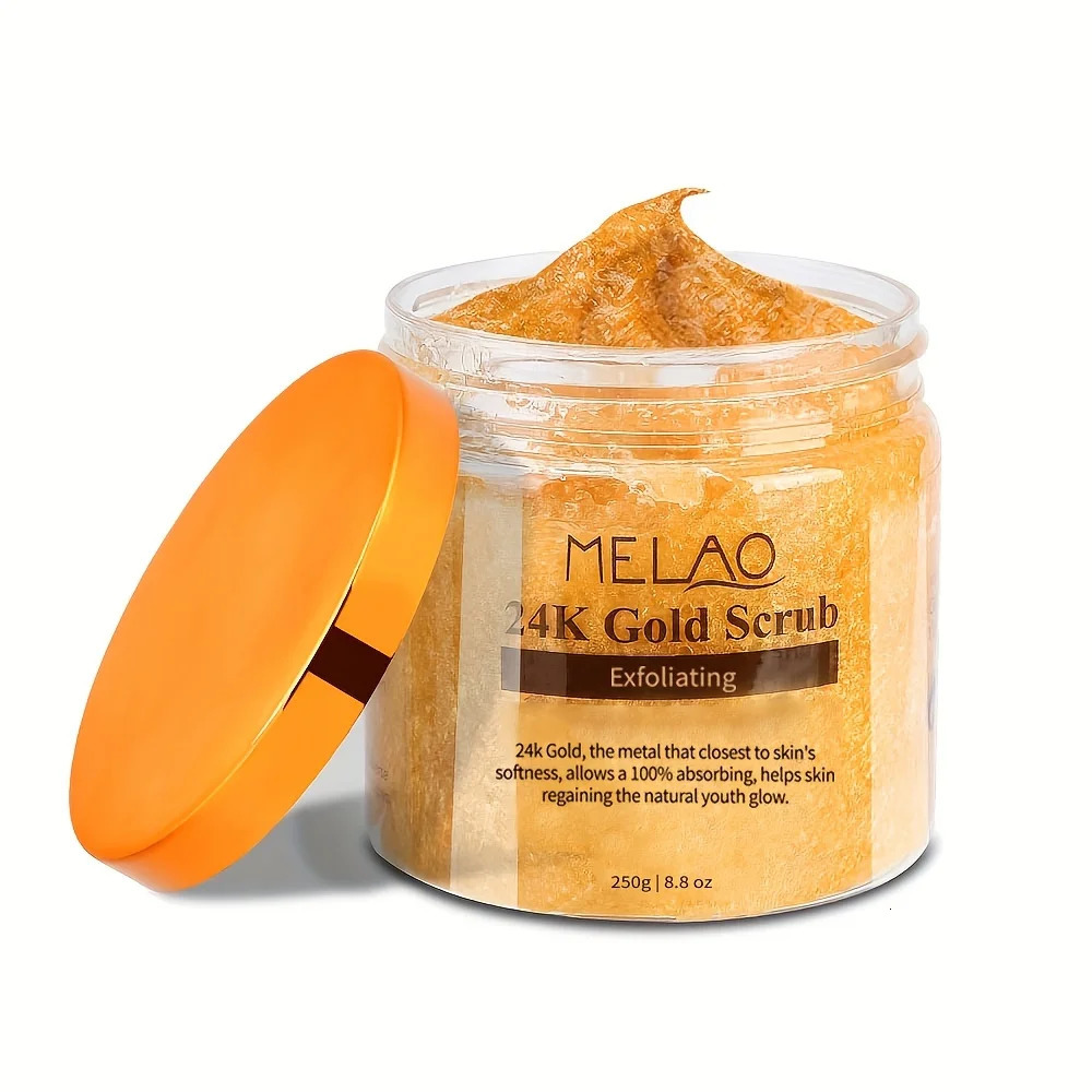 MELAO 24K Gold Scrub Exfoliate Face Body Salt ScrubPore Cleanser Shower Scrub For Men Women 240624