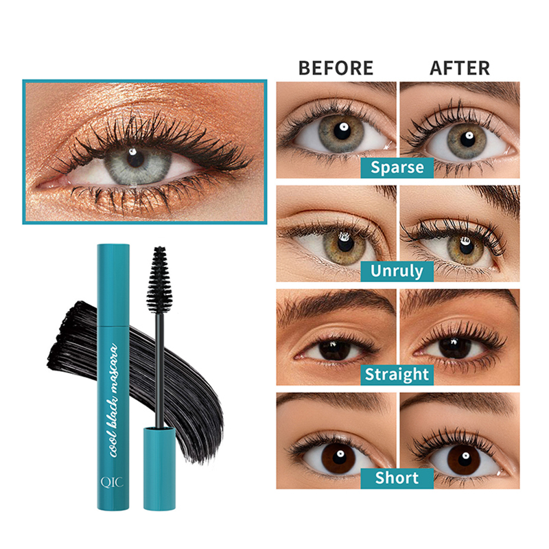 QIC New 4D Waterproof Mascara Makeup Easy To Wear Eye Lash Curling Mascara Eyes Eyelash Thick Black Liquid Pen Lashes