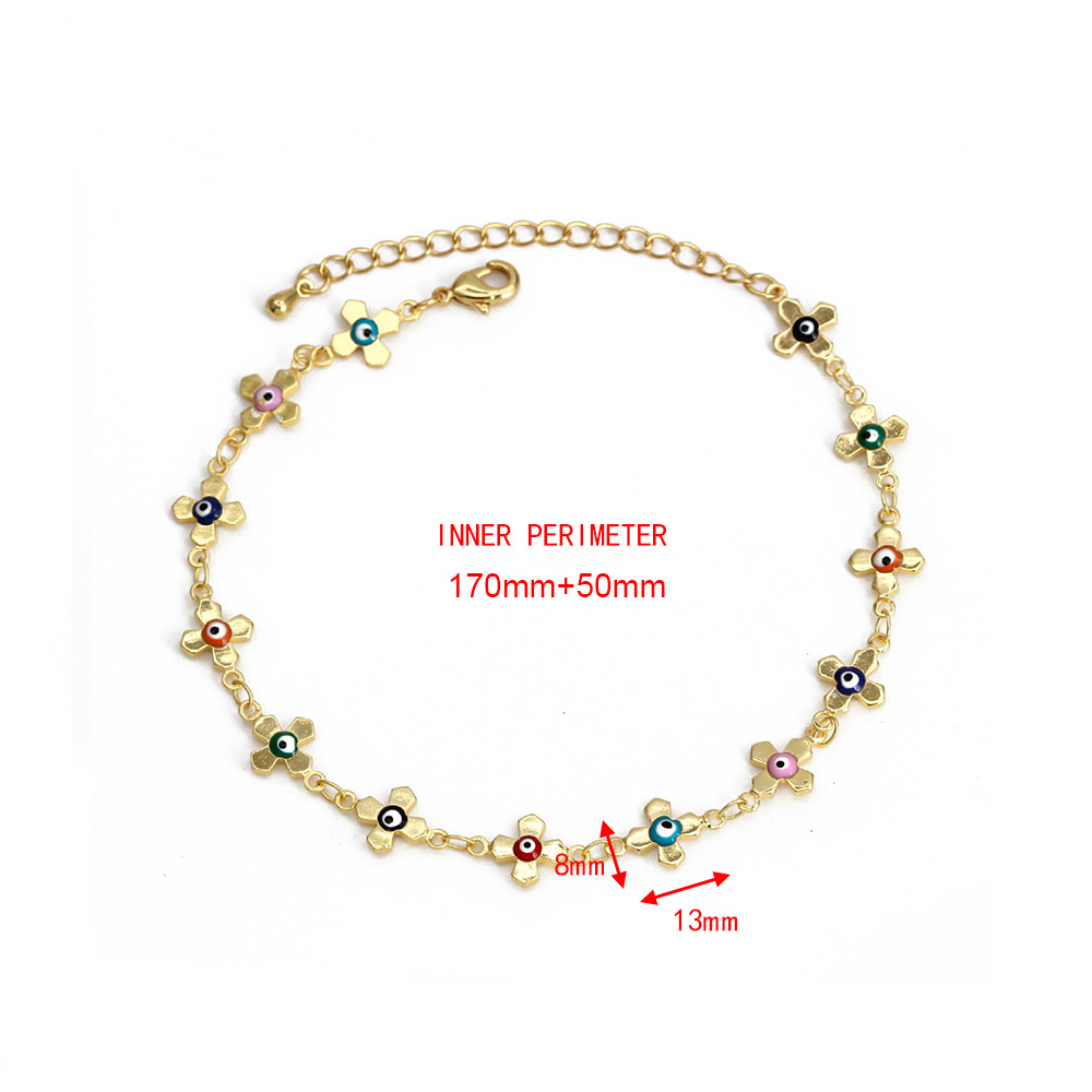 Lucky Eye Cross Heart Fatima Hand Charm Bracelet Adjustable Drip Oil Turkish Evil Eye Bracelet for Women Girls Jewelry BE461