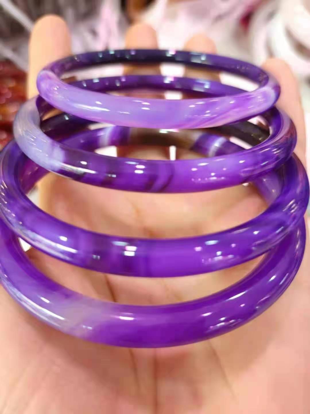 Natural Original Ecological Agate Chalcedony purple bracelets women Class A Circular jade bangle jewelry Exquisite Bangle Gift