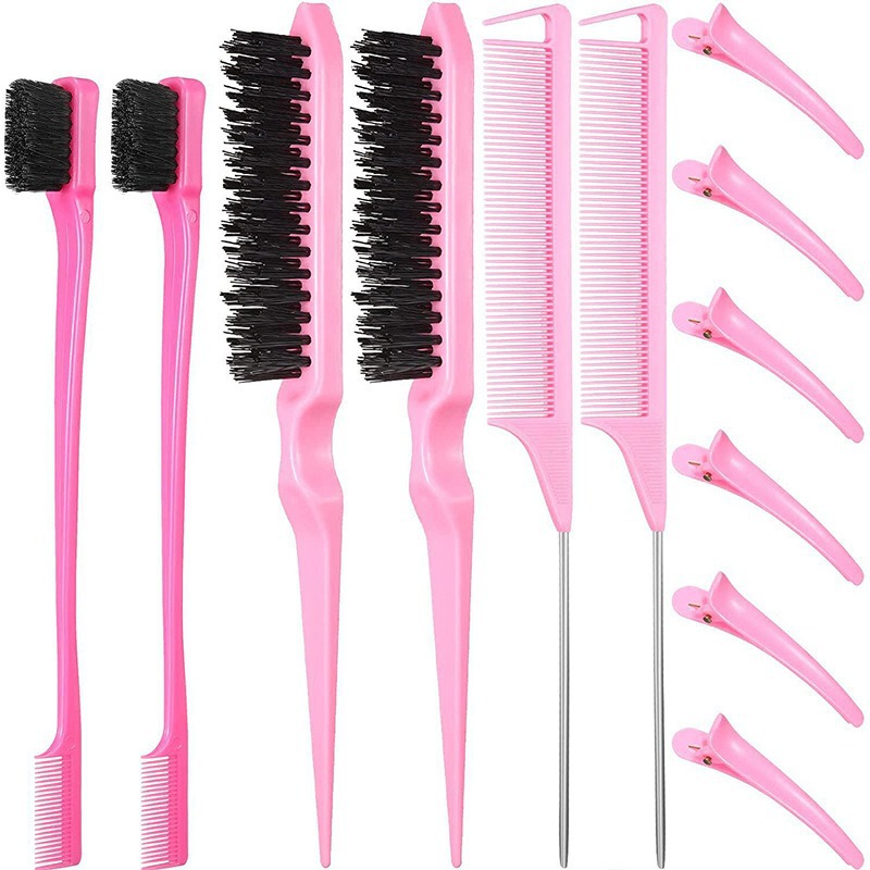 New Hair Styling Comb 10pcs Set Teasing Hair Brush Triple Teasing Comb Rat Tail Combs Edge Brush Hair Tail Tools Braid Tool Loop
