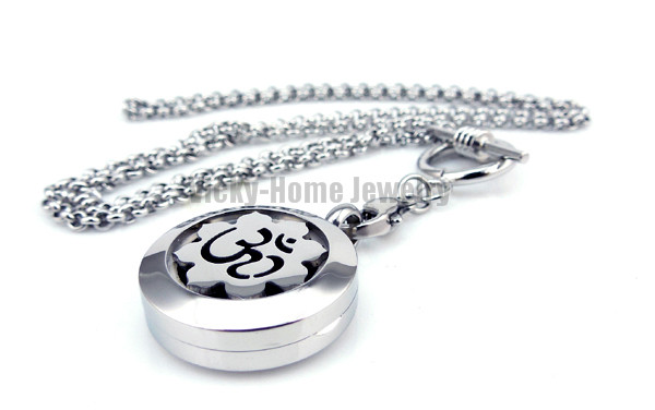 Lotus with OM Essential Oils Diffuser Locket Aromatherapy Locket Necklace Free Pads