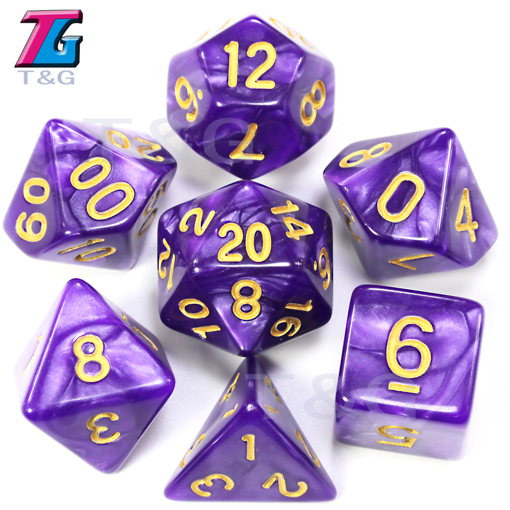 Dados De Rpg 7Pcs/Set Polyhedral RPG Games Dice with Marble Effect &Transparent D4-D20 Pop for Dnd Board