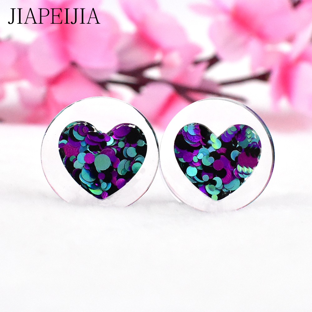 6-30mm Multicolor Circular Sequined Acrylic Ear Gauges Tunnels and Plug Heart-shaped Ear Expander Studs Stretching Body Piercing