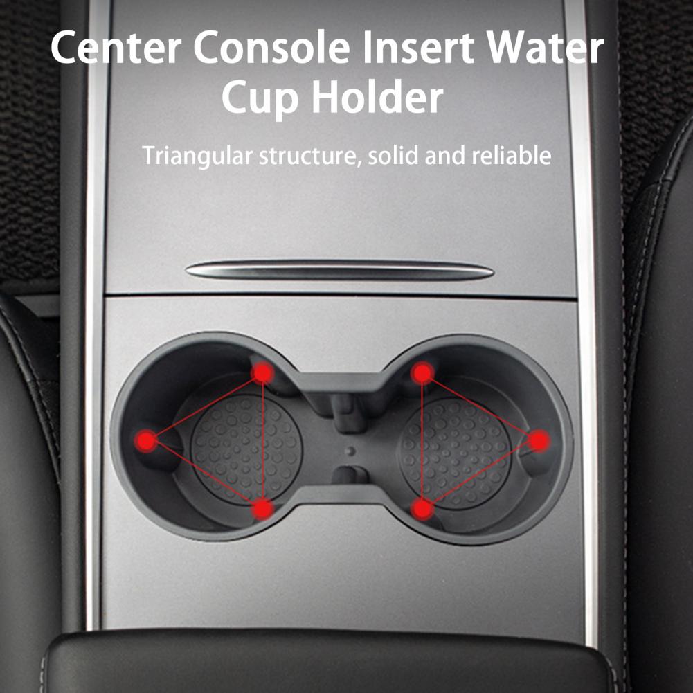 Car Bottle Holder Double Hole Car Cup Rack Flexible Practical Center Console Insert Water Cup Holder for Model Y/3