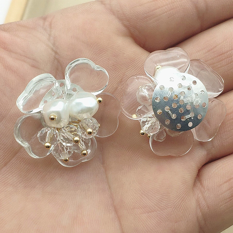 New arrival! 30mm 30pcs Copper/Crystal Flat back Flower Shape Charm for Earrings Making/DIY parts,Jewelry Finding & Component