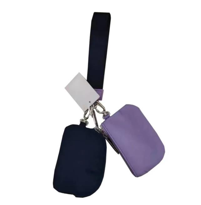 New Dual Key Pouch Wristlet Clutch Bag Designer Wallet Purse Cardholder Coin Purses Keychain Nylon Canvas Wallets