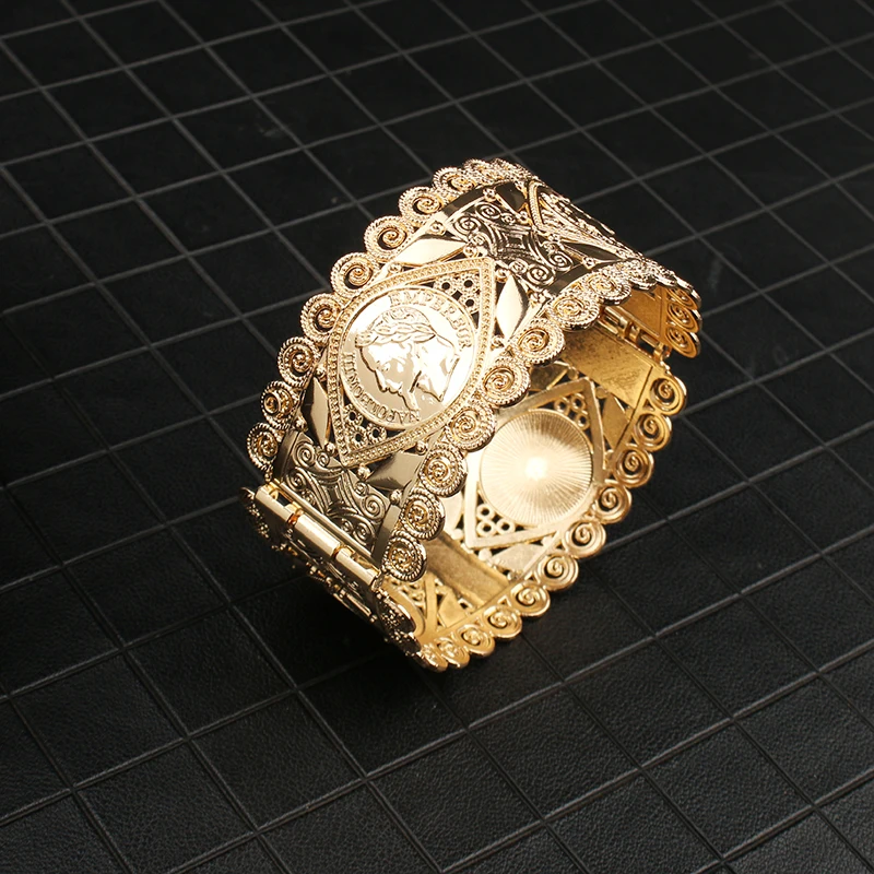 Arab Bridal Bracelet Coin Gold Plated Bracelet Ethnic Jewelry Algerian Ladies Side Cuff Bracelet Party Gift