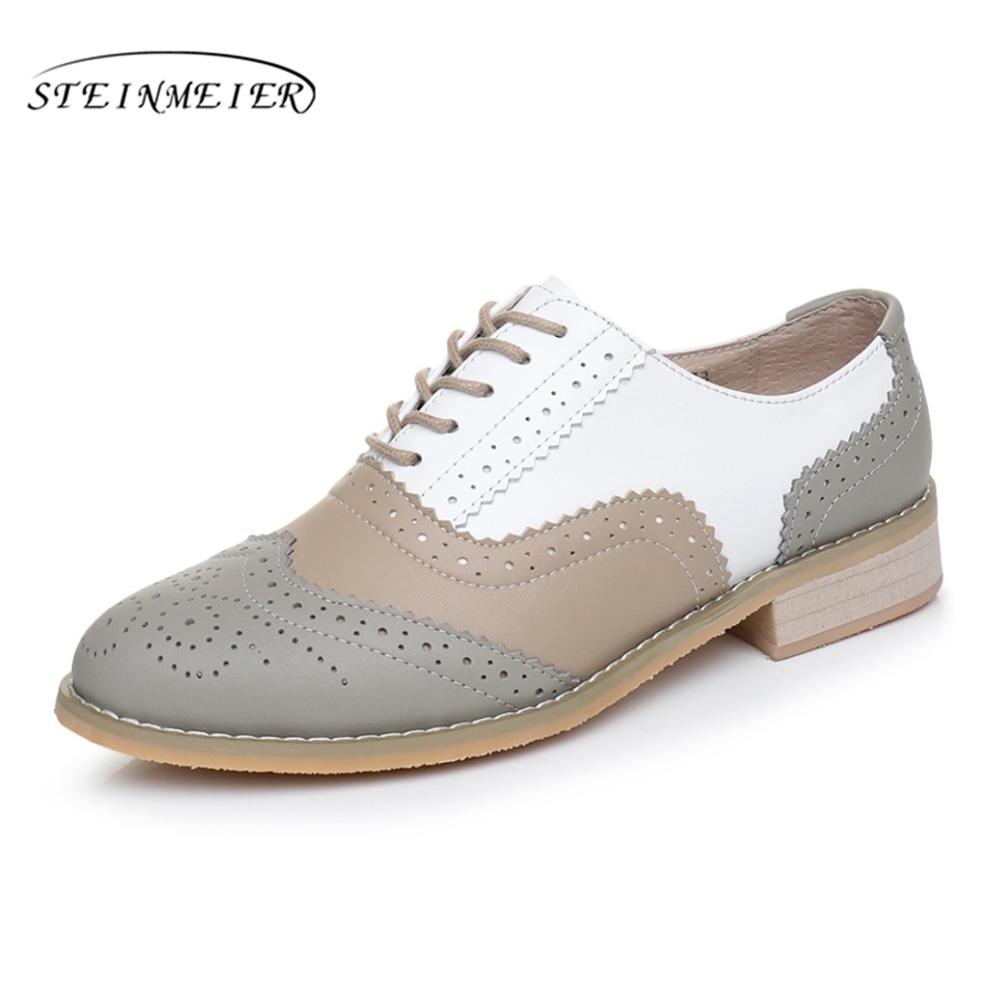 Women oxford Spring shoes genuine leather loafers for woman gray sneakers female oxfords ladies single shoes 2022 summer shoes