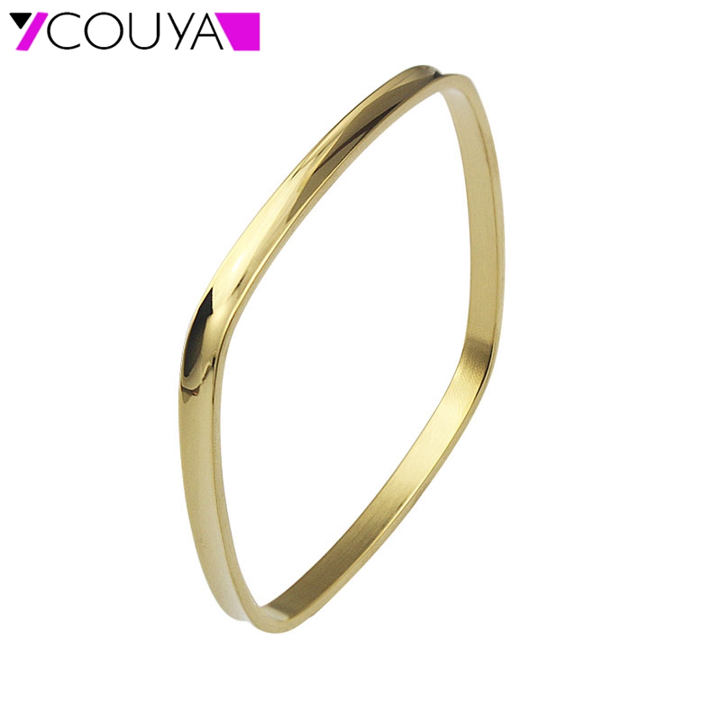COUYA 2018Square 3 Color Rose Gold Classic Simple Style Bangles Indian Jewelry Bracelete Cuff Bracelets Woman's Jewellery
