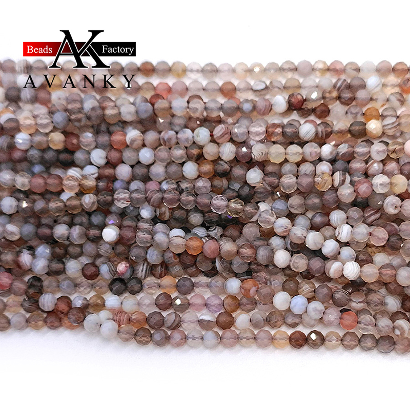 Wholesale Natural Stone Botswana Sardonyx Agates Faceted Loose Beads 2 3 4MM for Braceet Necklace Making 15"