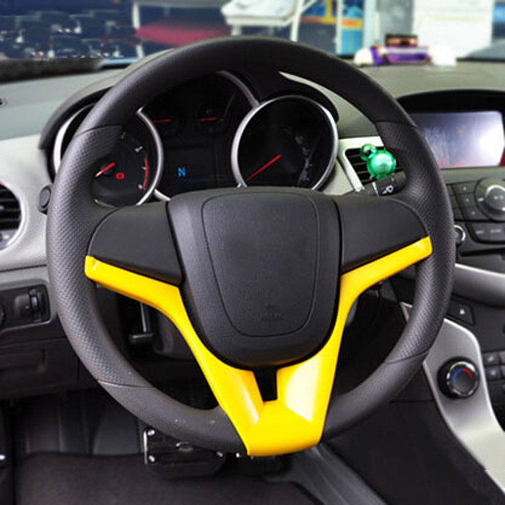 Car Accessories Fit For Chevrolet Cruze Trax Tracker Sonic car styling Steering Wheel Chrome Trim Cover Insert Sticker