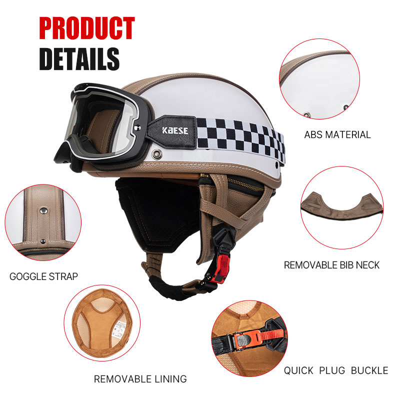 Motorcycle Half Helmet ABS Vintage 1/2 Half Face Helmet Casco Moto Low Profile Motocross Helmets Open Face Helmet DOT Approved