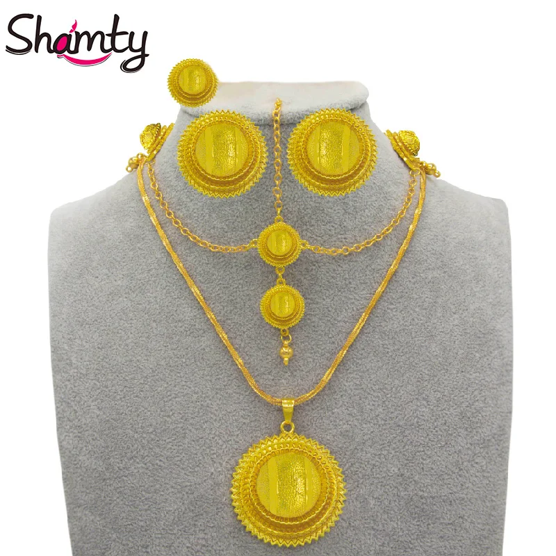 Shamty HOT Bridal Pure Gold Color African Jewelry Sets Ethiopian Nigeria Sudan Eritrea Kenya Habasha Style Wedding Set A30029
