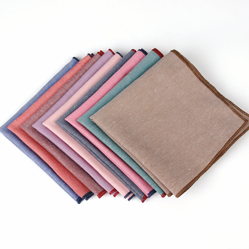 Brand New Men's Hankerchief Scarves Vintage Like Linen Hankies Men's Suits Pocket Square Handkerchiefs Solid Color 23*23cm