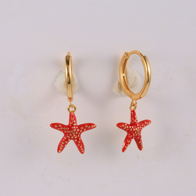 Aide Gold Color Silver Color Mini Red Flamenco Dance Shoe Shape Pendant Dangle Earrings For Women Starfish Orange Charm Earrings