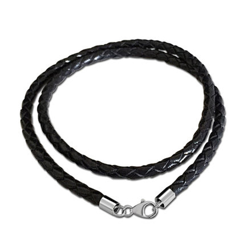 3MM 4MM Black Red Braided Genuine Leather Necklace Findings Round Leather Cord String Rope DIY Necklace 40cm 45cm 50cm 60cm 70cm
