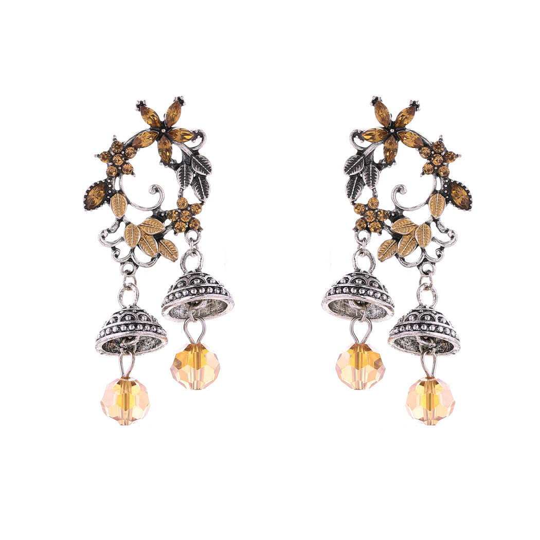Indian Tribal Jhumka Big Earring Dangle Drop Earring Carved Flower Gypsy Earring For Women Boho Vintage Egypt Thailand Jewelry