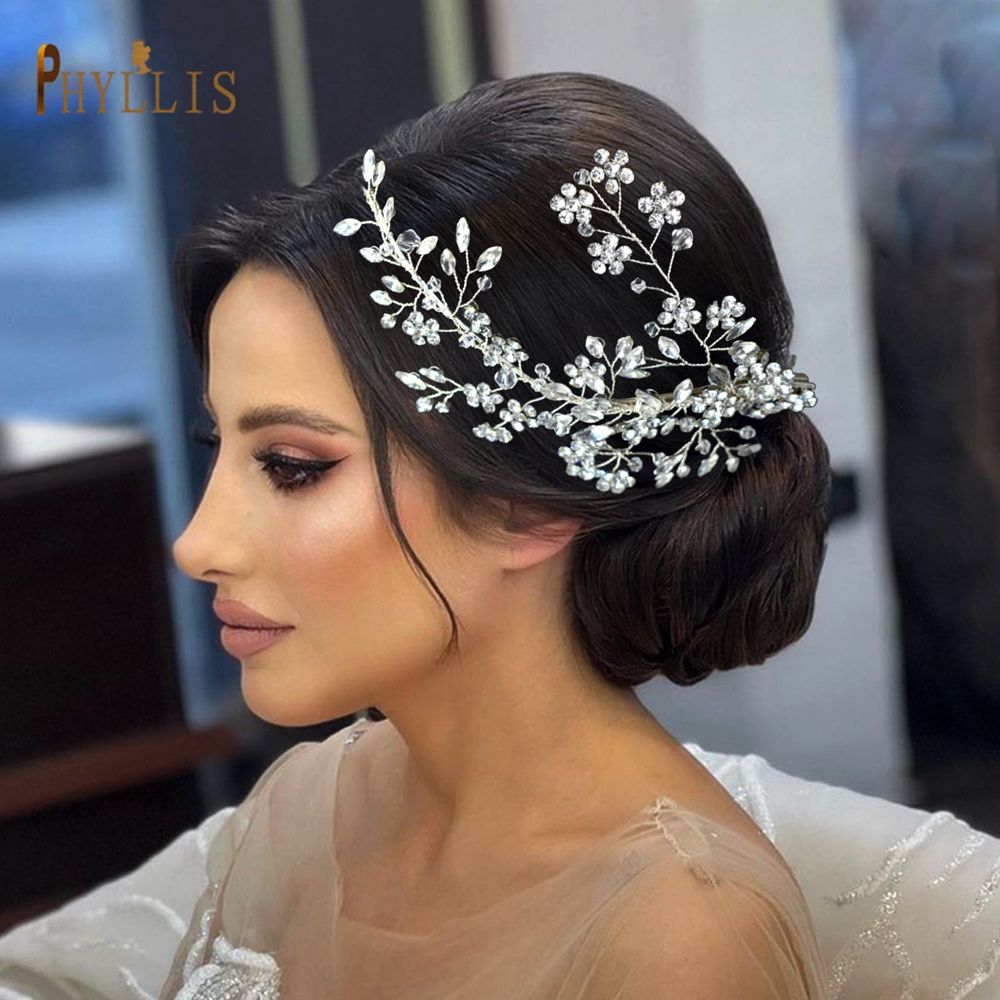 A338 Luxury Full Rhinestone Wedding Hair Clips Bridal Headwear Bride Headpiece Party Prom Hair Accessories Girl Women Headband