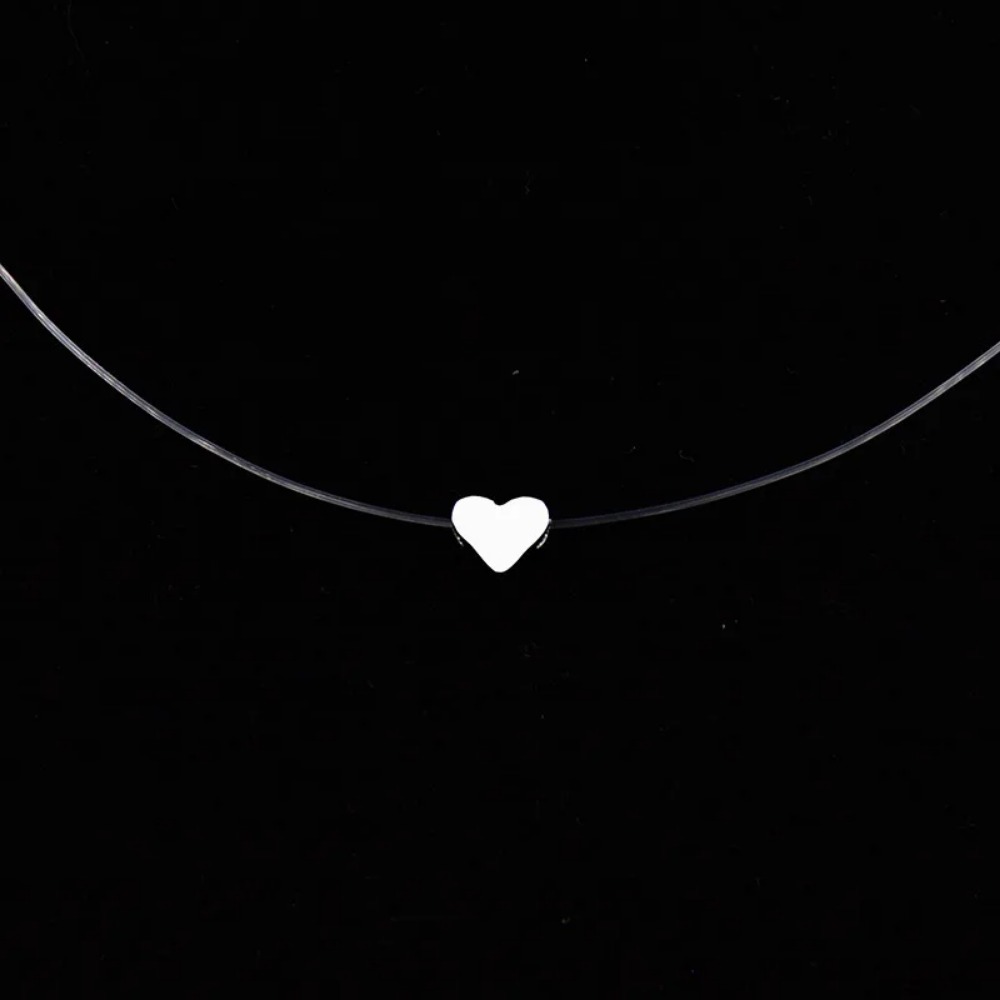 Hot Female Transparent Fishing Line Necklace Silver Color Invisible Chain For Women Rhinestone Choker Collier