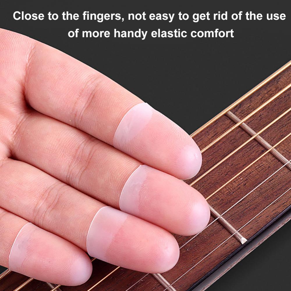 4Pcs Ultra-thin Left Hand Guitar Fingertip Protector Silicone Finger Guard Cover