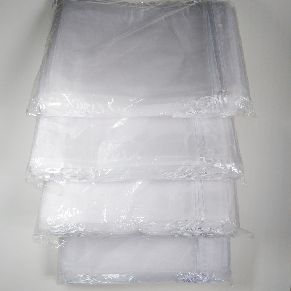 100pcs Organza Pouch 15x20 17x23 20x30 25x35cm Drawable Organza Bags Jewelry Packaging Bags Wedding Party Gift Bag Favor Bags