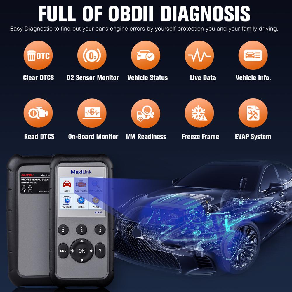 Autel ML629 Maxi Link Diagnostic Tool Auto OBD2 Scanner Code Reader ABS Airbag Code Reader Upgrade Autel ML619 AL619