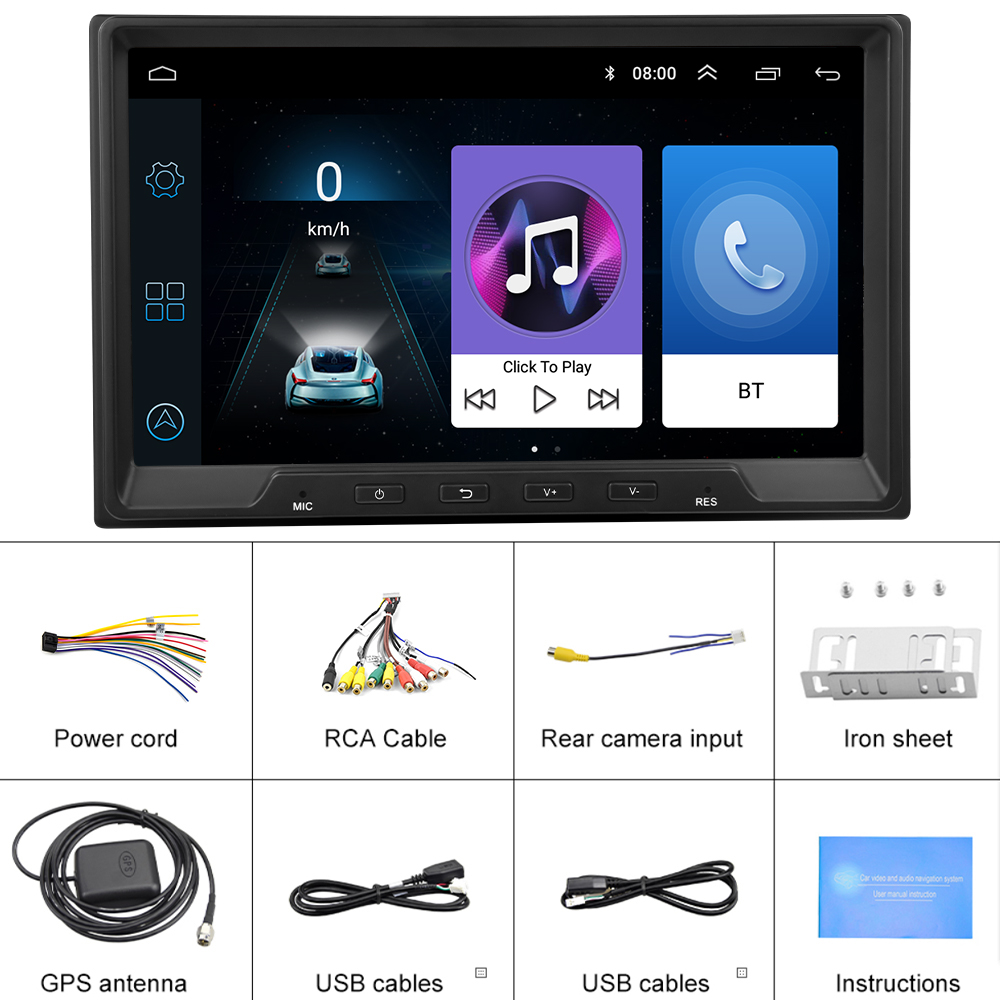 Podofo 24V truck GPS Car Radio 8" Autoradio Multimedia Player Android 10 Car Stereo MP5 Bluetooth USB FM Camera