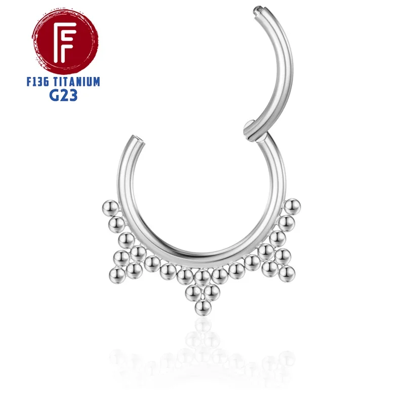 F136 Titanium Piercings Septum Hoop Cartilage Tragus Nose Rings Women conch Earring Body Hinged Segmen Beads CZ Helix Jewelry