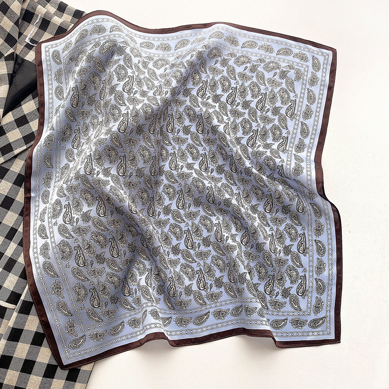 Women Soft Headband Hijab Print 100% Pure Silk Square Scarf Shawl Poncho Vintage Hairband Bandana Designer Neckerchief Female
