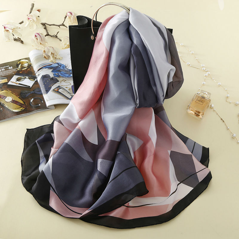 Plaid Scarf Luxury Brand Women Italy 100% Pure Silk Shawls and Scarves Soft Foulard Femme Hijab Long Bufanda Mujer
