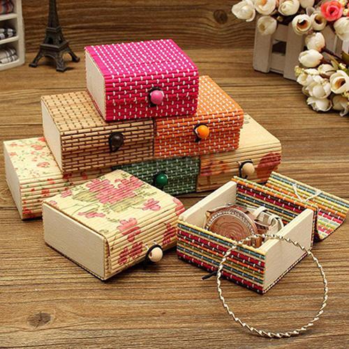 Jewelry Storage Cases Bamboo Wooden Ring/ Necklace/ Earrings Case Jewelry Boxes Holder Gift 11 Colors Bamboo Jewelry Box New 201