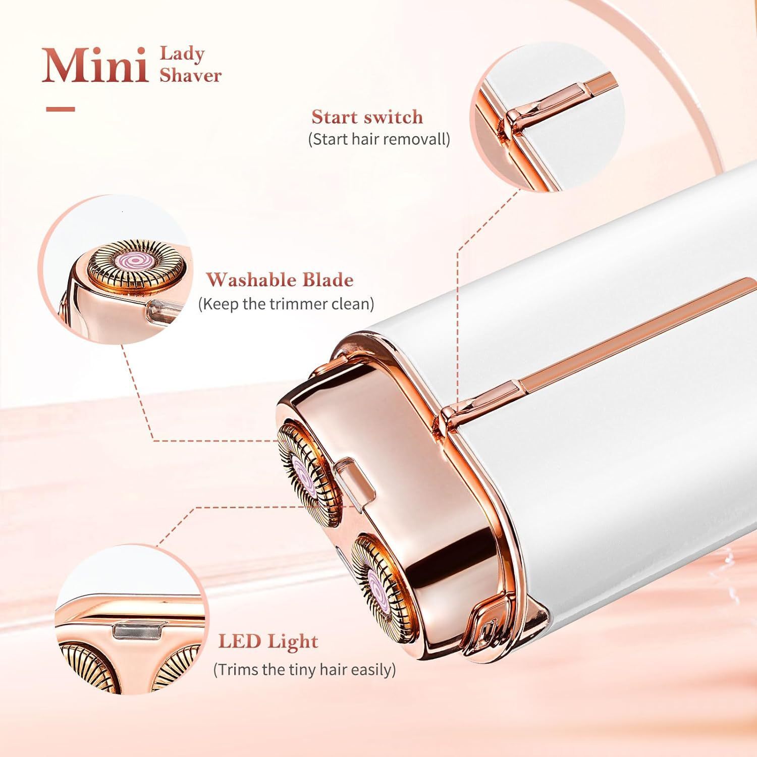 Women's Floating Double Blade Hair Remover Sensitive Areas Electric Shaver Epilator Tool New in Care F624-36