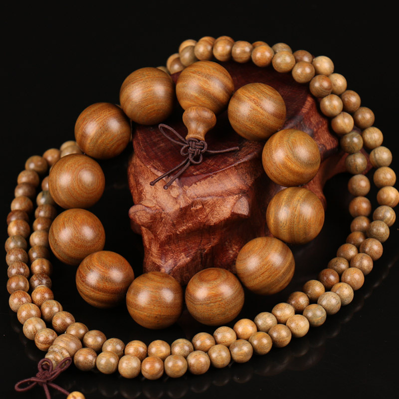 Buddhist Wooden Bracelets ,Natural Green Sandalwood Bead Bracelet,Prayer Big Bead Mala Bracelet Women Men Jewelry