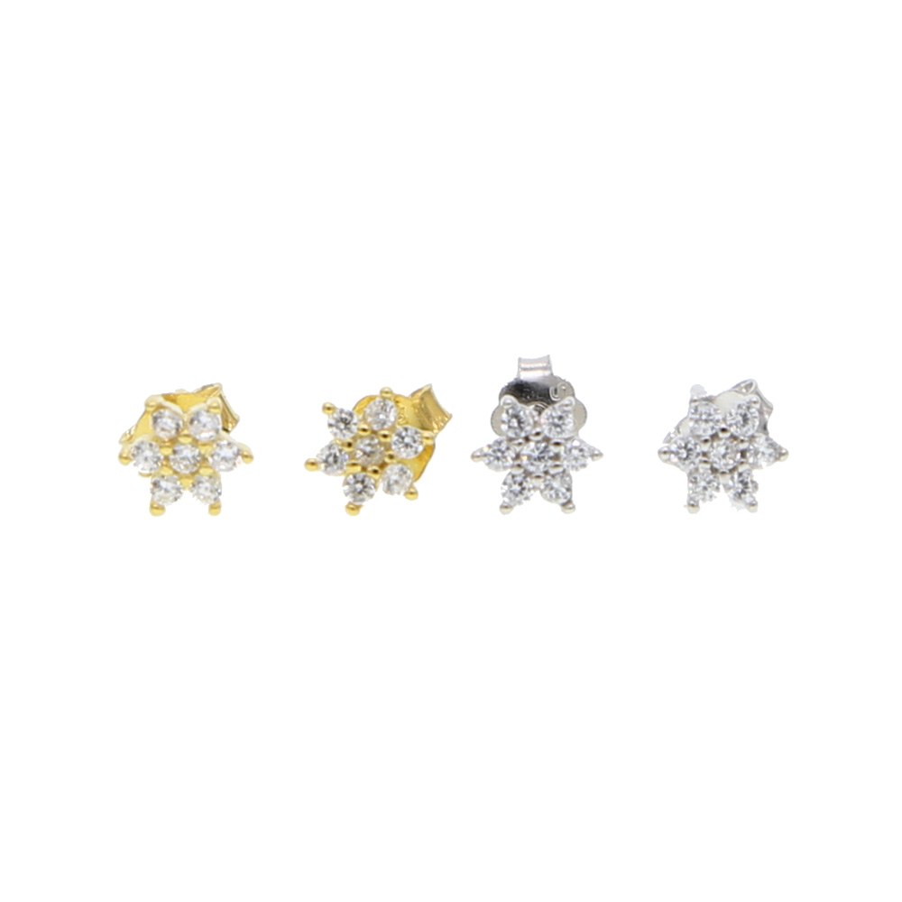 100% 925 sterling silver 5mm cz flower spring new jewelry AAA cubic zirconia sparking bling flower studs mini girl earring