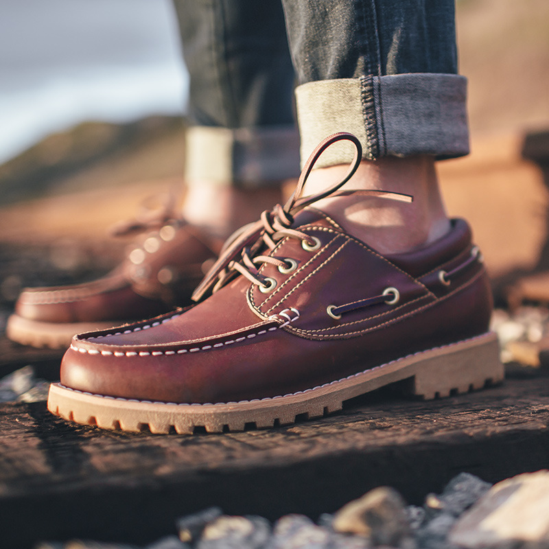 Fashion Genuine Leather Men's Loafers Soft Casual Shoes Moccasins Boat Shoes Platform Male Black Brown Lace-up Oxfords
